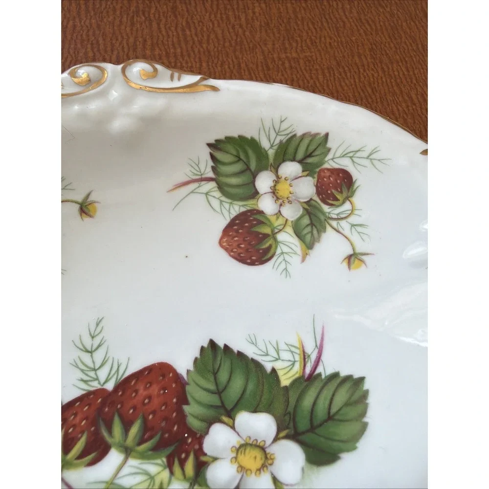 Vintage Hammersley & Co England Bone China Strawberry Ripe Bon Bon Trinket Tray